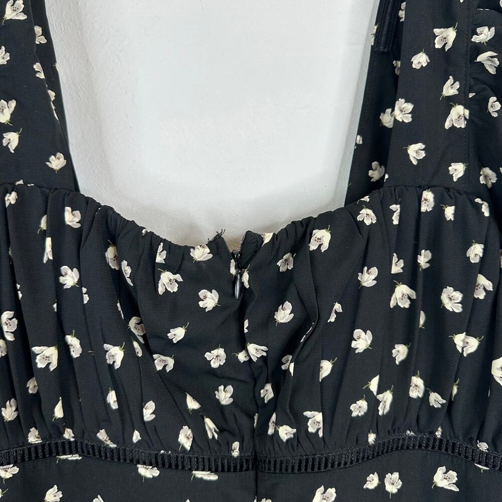 Lulus Modern Elegance Black Floral Print Puff Sleeve Wide-Leg Jumpsuit - Picture 6 of 7